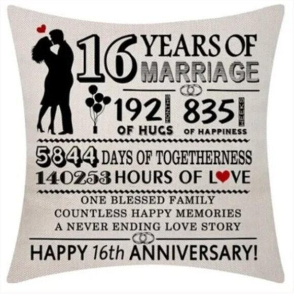 Wedding Anniversary Throw Pillow Cover 18x18 Inch - NIP - Picture 5 of 7